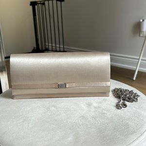 Gold/ cream satin clutch